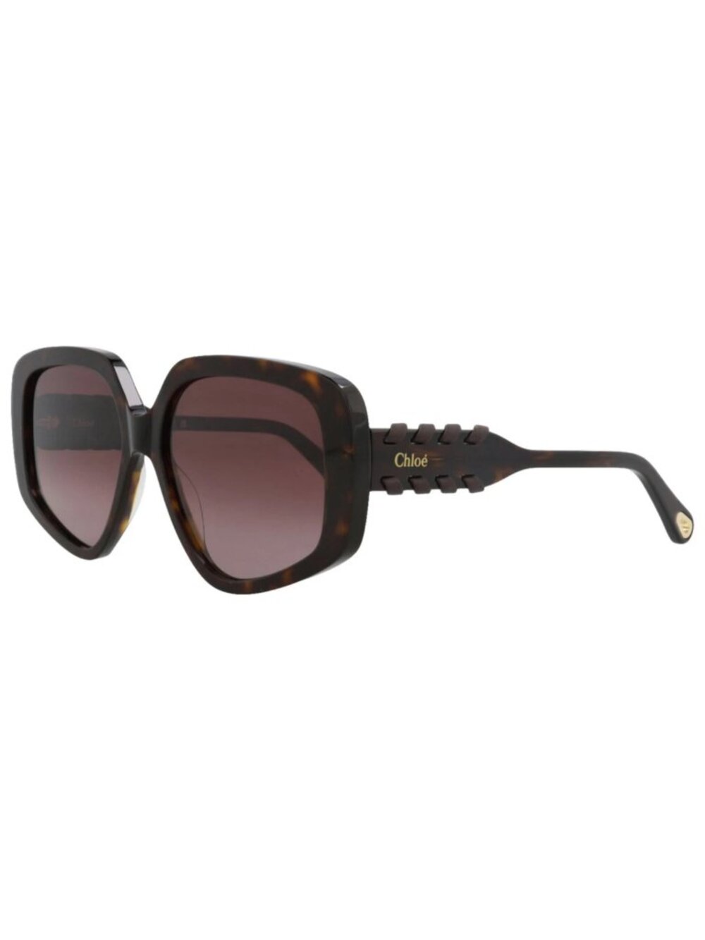 New Chloé Women's Sunglasses Square Rectangle Recycled Acetate Frame Havana
